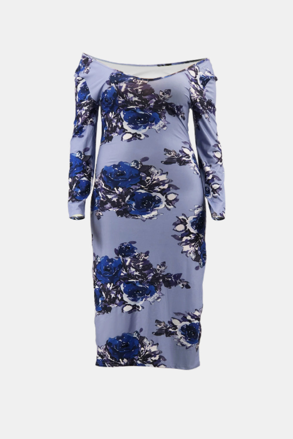 Full Size Floral Off-Shoulder Midi Dress