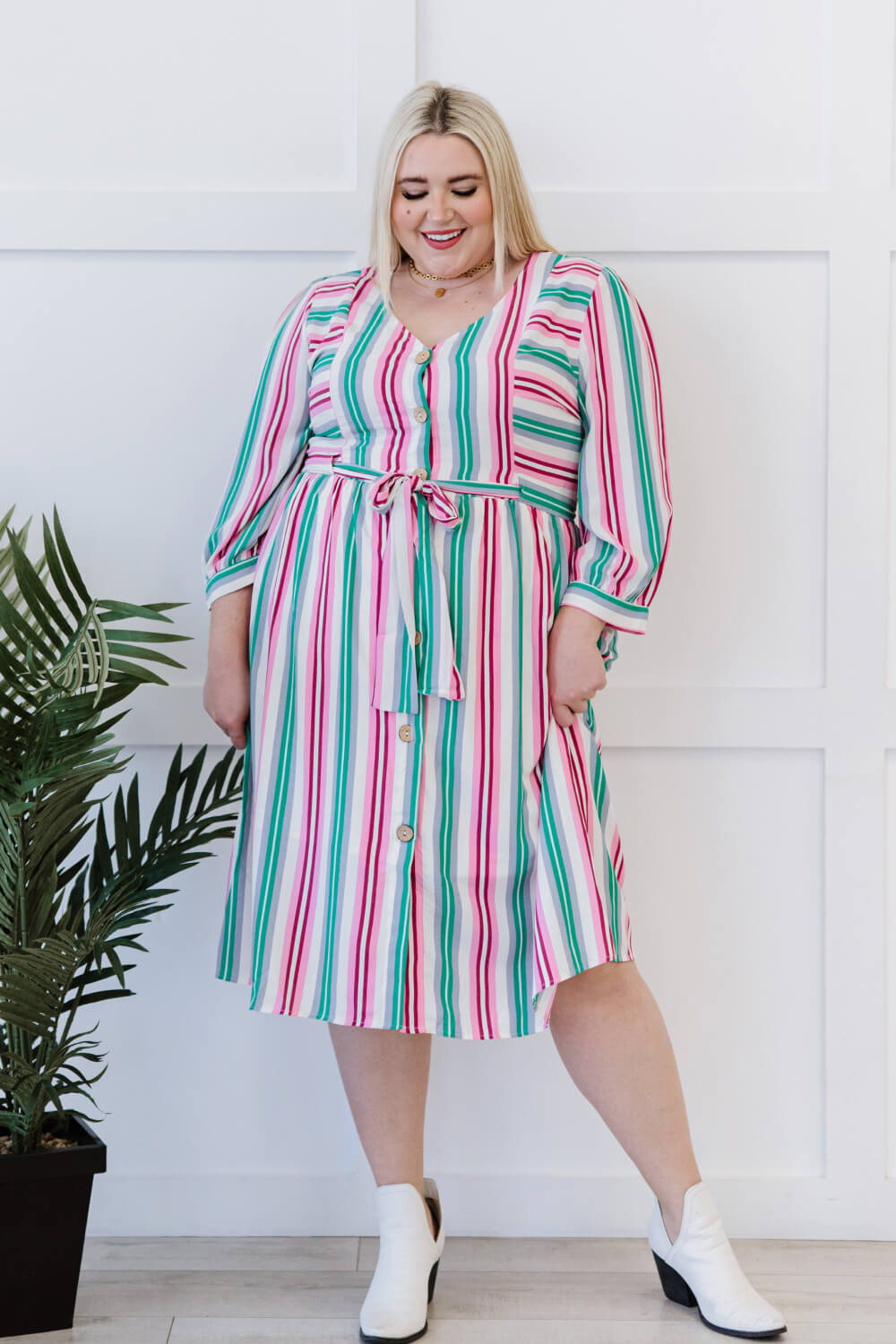 ODDI Sweet Like Candy Full Size Run Striped Dress